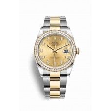 Replica Rolex Datejust 36 Yellow Rolesor Oystersteel 18 ct yellow gold 126283RBR Champagne-colour set diamonds Dial Watch m126283rbr-0004