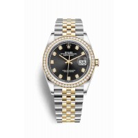 Replica Rolex Datejust 36 Yellow Rolesor Oystersteel 18 ct yellow gold 126283RBR Black set diamonds Dial Watch m126283rbr-0007