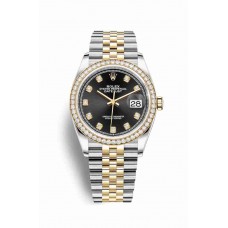 Replica Rolex Datejust 36 Yellow Rolesor Oystersteel 18 ct yellow gold 126283RBR Black set diamonds Dial Watch m126283rbr-0007