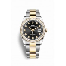 Replica Rolex Datejust 36 Yellow Rolesor Oystersteel 18 ct yellow gold 126283RBR Black set diamonds Dial Watch m126283rbr-0008