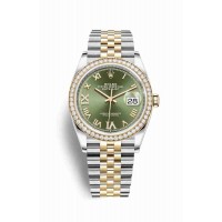 Replica Rolex Datejust 36 Yellow Rolesor Oystersteel 18 ct yellow gold 126283RBR Olive green set diamonds Dial Watch m126283rbr-0011