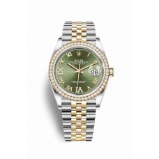 Replica Rolex Datejust 36 Yellow Rolesor Oystersteel 18 ct yellow gold 126283RBR Olive green set diamonds Dial Watch m126283rbr-0011