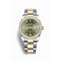 Replica Rolex Datejust 36 Yellow Rolesor Oystersteel 18 ct yellow gold 126283RBR Olive green set diamonds Dial Watch m126283rbr-0012