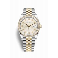 Replica Rolex Datejust 36 Yellow Rolesor Oystersteel 18 ct yellow gold 126283RBR Silver Jubilee design set diamonds Dial Watch m126283rbr-0013