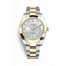 Replica Rolex Datejust 41 Yellow Rolesor Oystersteel 18 ct yellow gold 126303 White mother-of-pearl set diamonds Dial Watch m126303-0017