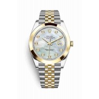 Replica Rolex Datejust 41 Yellow Rolesor Oystersteel 18 ct yellow gold 126303 White mother-of-pearl set diamonds Dial Watch m126303-0018