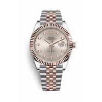 Replica Rolex Datejust 41 Everose Rolesor Oystersteel 18 ct Everose gold 126331 Sundust set diamonds Dial Watch m126331-0008