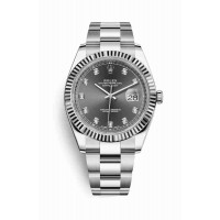 Replica Rolex Datejust 41 White Rolesor Oystersteel 18 ct white gold 126334 Dark rhodium set diamonds Dial Watch m126334-0005