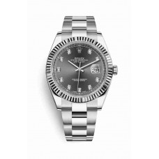 Replica Rolex Datejust 41 White Rolesor Oystersteel 18 ct white gold 126334 Dark rhodium set diamonds Dial Watch m126334-0005