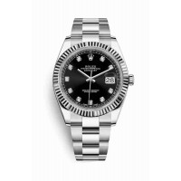 Replica Rolex Datejust 41 White Rolesor Oystersteel 18 ct white gold 126334 Black set diamonds Dial Watch m126334-0011