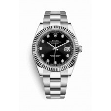 Replica Rolex Datejust 41 White Rolesor Oystersteel 18 ct white gold 126334 Black set diamonds Dial Watch m126334-0011