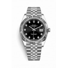 Replica Rolex Datejust 41 White Rolesor Oystersteel 18 ct white gold 126334 Black set diamonds Dial Watch m126334-0012