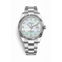 Replica Rolex Datejust 41 White Rolesor Oystersteel 18 ct white gold 126334 White mother-of-pearl set diamonds Dial Watch m126334-0019