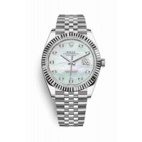 Replica Rolex Datejust 41 White Rolesor Oystersteel 18 ct white gold 126334 White mother-of-pearl set diamonds Dial Watch m126334-0020