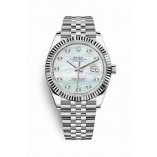 Replica Rolex Datejust 41 White Rolesor Oystersteel 18 ct white gold 126334 White mother-of-pearl set diamonds Dial Watch m126334-0020