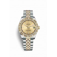 Replica Rolex Datejust 31 Yellow Rolesor Oystersteel 18 ct yellow gold 178313 Champagne-colour Dial Watch m178313-0006