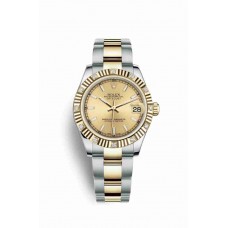 Replica Rolex Datejust 31 Yellow Rolesor Oystersteel 18 ct yellow gold 178313 Champagne-colour Dial Watch m178313-0017