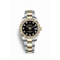 Replica Rolex Datejust 31 Yellow Rolesor Oystersteel 18 ct yellow gold 178313 Black set diamonds Dial Watch m178313-0043