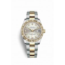 Replica Rolex Datejust 31 Yellow Rolesor Oystersteel 18 ct yellow gold 178313 Silver set diamonds Dial Watch m178313-0051