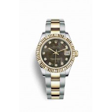 Replica Rolex Datejust 31 Yellow Rolesor Oystersteel 18 ct yellow gold 178313 Black mother-of-pearl set diamonds Dial Watch m178313-0064