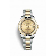 Replica Rolex Datejust 31 Yellow Rolesor Oystersteel 18 ct yellow gold 178343 Champagne-colour Dial Watch m178343-0021