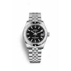 Replica Rolex Datejust 31 White Rolesor Oystersteel 18 ct white gold 178344 Black Dial Watch m178344-0044