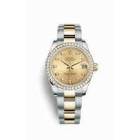 Replica Rolex Datejust 31 Yellow Rolesor Oystersteel 18 ct yellow gold 178383 Champagne-colour set diamonds Dial Watch m178383-0013