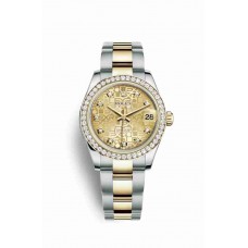 Replica Rolex Datejust 31 Yellow Rolesor Oystersteel 18 ct yellow gold 178383 Champagne-colour Jubilee design set diamonds Dial Watch m178383-0014