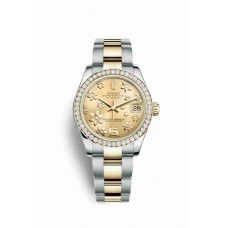 Replica Rolex Datejust 31 Yellow Rolesor Oystersteel 18 ct yellow gold 178383 Champagne-colour raised floral motif Dial Watch m178383-0018