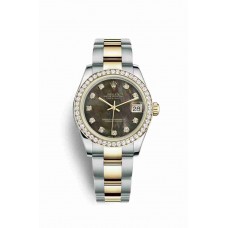 Replica Rolex Datejust 31 Yellow Rolesor Oystersteel 18 ct yellow gold 178383 Black mother-of-pearl set diamonds Dial Watch m178383-0021