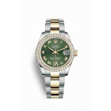 Replica Rolex Datejust 31 Yellow Rolesor Oystersteel 18 ct yellow gold 178383 Olive green set diamonds Dial Watch m178383-0043