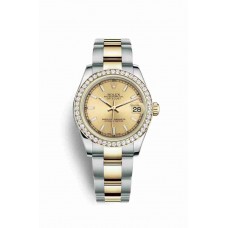 Replica Rolex Datejust 31 Yellow Rolesor Oystersteel 18 ct yellow gold 178383 Champagne-colour Dial Watch m178383-0048