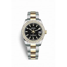 Replica Rolex Datejust 31 Yellow Rolesor Oystersteel 18 ct yellow gold 178383 Black Dial Watch m178383-0051