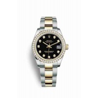 Replica Rolex Datejust 31 Yellow Rolesor Oystersteel 18 ct yellow gold 178383 Black set diamonds Dial Watch m178383-0054