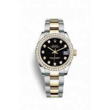 Replica Rolex Datejust 31 Yellow Rolesor Oystersteel 18 ct yellow gold 178383 Black set diamonds Dial Watch m178383-0054