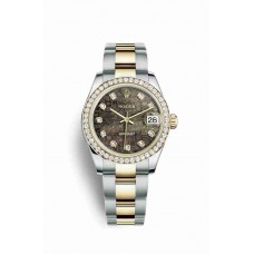 Replica Rolex Datejust 31 Yellow Rolesor Oystersteel 18 ct yellow gold 178383 Black mother-of-pearl Jubilee design set diamonds Dial Watch m178383-0056