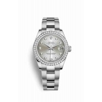 Replica Rolex Datejust 31 White Rolesor Oystersteel 18 ct white gold 178384 Silver set diamonds Dial Watch m178384-0017