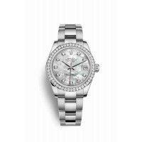 Replica Rolex Datejust 31 White Rolesor Oystersteel 18 ct white gold 178384 White mother-of-pearl set diamonds Dial Watch m178384-0018