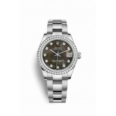 Replica Rolex Datejust 31 White Rolesor Oystersteel 18 ct white gold 178384 Black mother-of-pearl set diamonds Dial Watch m178384-0019