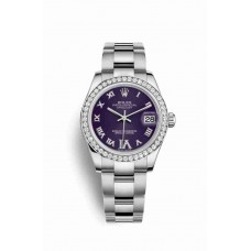 Replica Rolex Datejust 31 White Rolesor Oystersteel 18 ct white gold 178384 Purple set diamonds Dial Watch m178384-0027