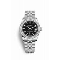 Replica Rolex Datejust 31 White Rolesor Oystersteel 18 ct white gold 178384 Black Dial Watch m178384-0031