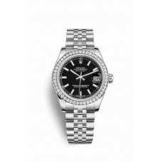 Replica Rolex Datejust 31 White Rolesor Oystersteel 18 ct white gold 178384 Black Dial Watch m178384-0031