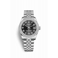 Replica Rolex Datejust 31 White Rolesor Oystersteel 18 ct white gold 178384 Black Dial Watch m178384-0033