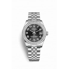 Replica Rolex Datejust 31 White Rolesor Oystersteel 18 ct white gold 178384 Black Dial Watch m178384-0033