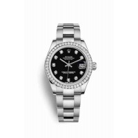 Replica Rolex Datejust 31 White Rolesor Oystersteel 18 ct white gold 178384 Black set diamonds Dial Watch m178384-0042