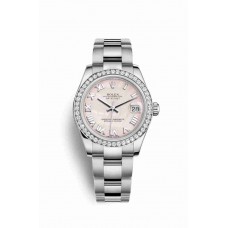 Replica Rolex Datejust 31 White Rolesor Oystersteel 18 ct white gold 178384 Pink mother-of-pearl Dial Watch m178384-0068