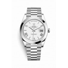 Replica Rolex Day-Date 40 Platinum 228206 White Dial Watch m228206-0028