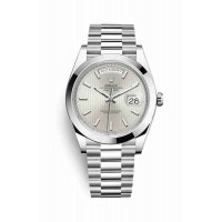 Replica Rolex Day-Date 40 Platinum 228206 Silver stripe motif Dial Watch m228206-0034