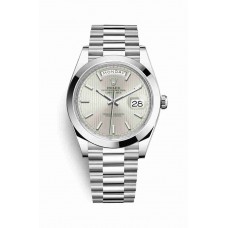 Replica Rolex Day-Date 40 Platinum 228206 Silver stripe motif Dial Watch m228206-0034