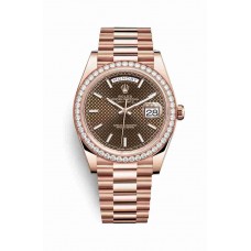 Replica Rolex Day-Date 40 18 ct Everose gold 228345RBR Chocolate diagonal motif Dial Watch m228345rbr-0005